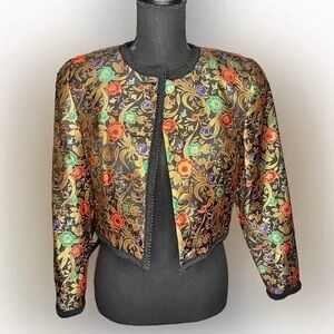 Vintage Talbots Kathryn Conover Petites Metallic Floral Jacket - EUC - Size 8